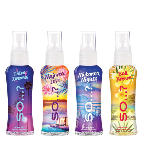 So…?...? Escapes Body Mist Gift Set - Perfumes for Women - Everyday Body Spray for Women - Vegan, Cruelty-Free - Fragrance Gifts for Women - 4 pcs