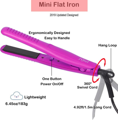 Mini Travel Flat Iron, 2/3 inch Ceramic Tourmaline Hair Straightener with Travel Case