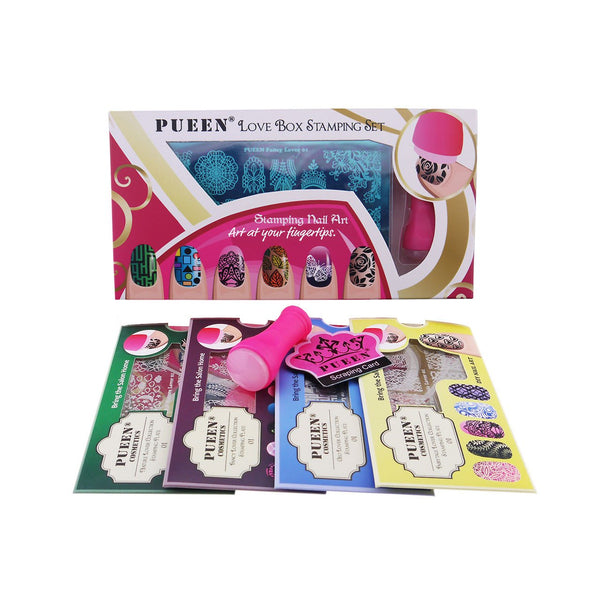 PUEEN Nail Art Stamping LOVE BOX I - 4 Lover Collection Plates - Unique Nailart Polish Accessories Kit