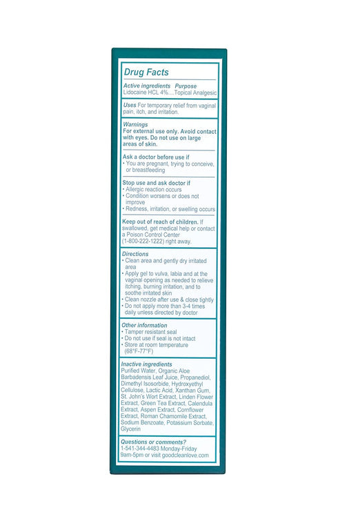 Good Clean Love Vaginal Pain & Itch Relief Gel with 4% Lidocaine, Fast-Acting Feminine Care for Pain, Itch, and