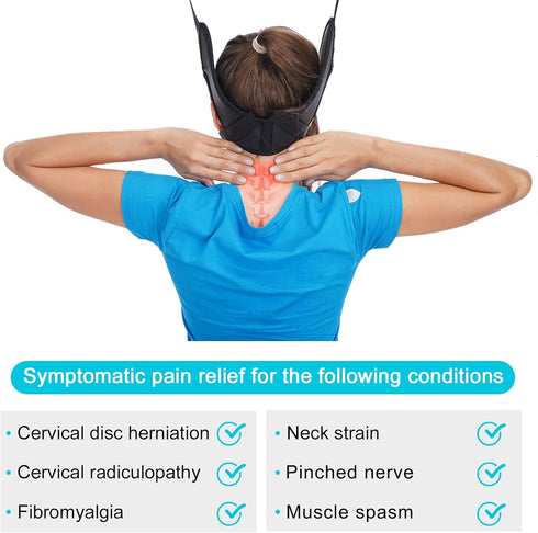 Portable Cervical Neck Traction Device, Neck Stretcher Hammock Over Door for Pain Relief, Spine Decompression Sling