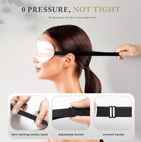 Sleep Mask Silk Eye Mask for Sleeping, Super Soft Blackout Eye Covers, Adjustable Straps, Travel Eye Mask, 3 Pack