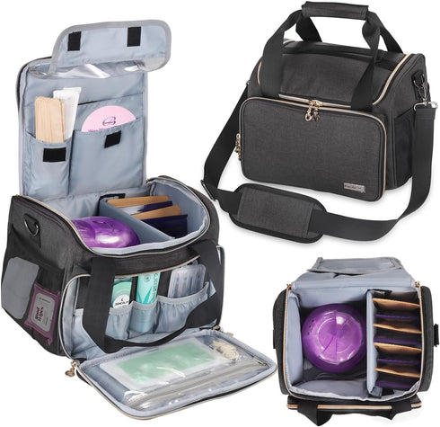 Waxing Kit Carry Bag Compatible with Tress Wellness, Portable Organizer for Wax Warmer and Accessories, Elegant Grey