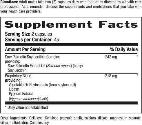 Country Life Saw Palmetto & Pygeum Extract, 90 Capsules, Prostate Health Supplement for Men's Health