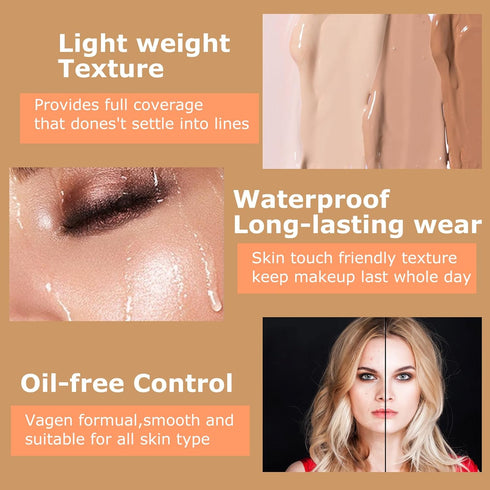 VERONNI Full Coverage Makeup Cover Concealer – Tattoo Cover Up Waterproof Foundation Amazing Scar Make Up Concealer SPF