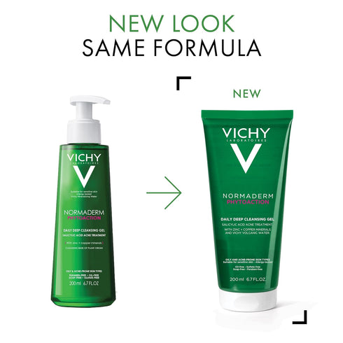 VICHY Normaderm Daily Acne Face Wash, Salicylic Acid Cleanser for Oily & Acne Prone Skin, Clears Clogged Pores