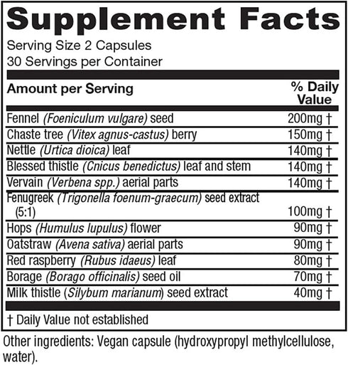 Vitanica LactationBlend, Organic Breastfeeding Support, 60 Capsules, Non-GMO, Fennel, Milk Thistle, Fenugreek