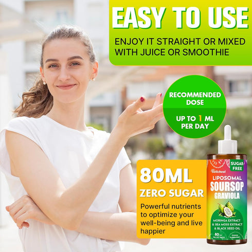 Selicheal (80ML) 10 1 Immunity, 2.8 Oz 80 Supplement Liquid Drops, in Soursop Multivitamin Drops with Leaf Extract