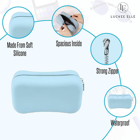 Silicone Makeup Bag, Small Travel Cosmetic Pouch with Zipper, Ample Storage Organizer for Essentials