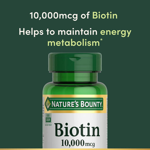 Nature's Bounty Biotin, 10,000 mcg, Rapid Release Softgels, 120 Count, Healthy Hair, Skin, Nails