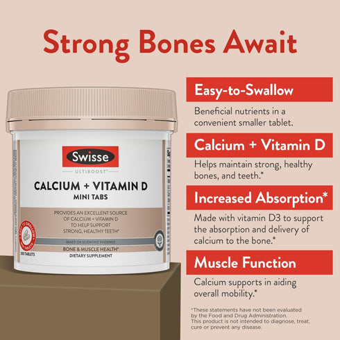 Swisse Calcium with Vitamin D | 830mg Calcium Citrate with Vitamin D3 | 300 Tablets for Bone Strength Support