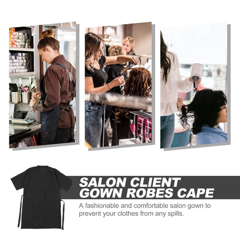 Lurrose Salon Client Gown Robes - Kimono Style Hair Cutting Smock for Clients, Black