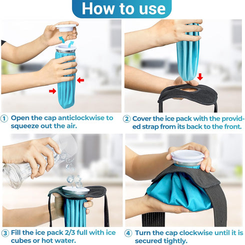 Ohuhu Ice Pack for Injuries - 3 Packs Reusable Ice Cold Packs with 2 Wrap Ice Bag for Hot & Cold Therapy Pain Relief
