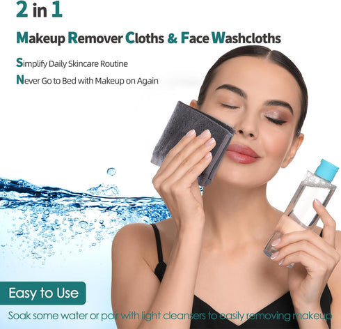 Wash Cloths 6 Pack - Super Soft Face Towel for Sensitive Skin, Reusable Makeup Remover Cloth, Dark Grey