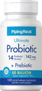 Piping Rock Probiotics with Prebiotics, 100 Vegetarian Capsules, 50 Billion Organisms, 14 Strains, Non-GMO, Gluten Free
