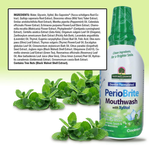 Nature's Answer Periobrite Cool Mint All-Natural Mouthwash 16oz (2 Pack) - Promotes Healthy Teeth & Gums