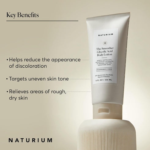 Naturium The Smoother Glycolic Acid Body Lotion, 10% Glycolic Acid, Resurfacing & Exfoliating Treatment, 8 oz