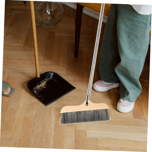 Outdoor Broom for Floor Cleaning: 35 Inch Soft Bristle Broom for Indoor and Outdoor Use, Black