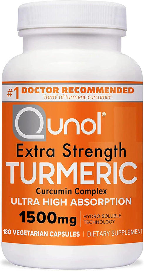 Qunol Turmeric Curcumin Supplement - 1500mg with Ultra High Absorption, Joint Support, 180 Count