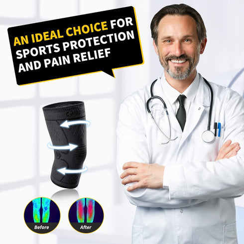 Cambivo 2 Pack Knee Brace, Compression Sleeve Support for Running, Arthritis, Joint Pain Relief (XX-Large)