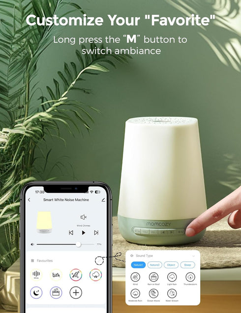 Momcozy 34 Baby Sound Machine, White Noise Machine for Baby Sleeping with Night Light, Toddler Sleep Trainer