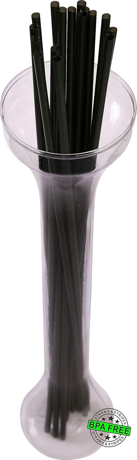 Made in USA Pack of 250 Unwrapped BPA-Free Plastic Drinking Straws, Black, 18" X 0.21"