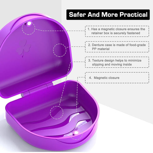 BVN Orthodontic Retainer Case - Slim Dental Case for Braces, Mouth Guard, Denture, and Teeth Aligner (Purple)