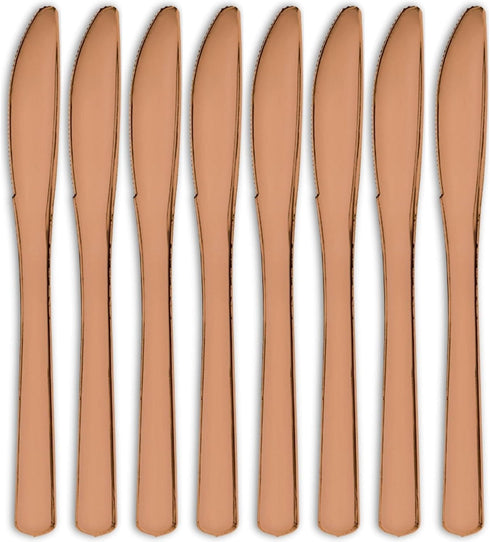 Elegant Rose Gold Plastic Premium Knives - Pack of 32 - Durable