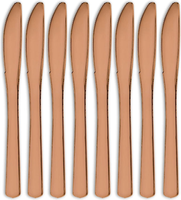Elegant Rose Gold Plastic Premium Knives - Pack of 32 - Durable