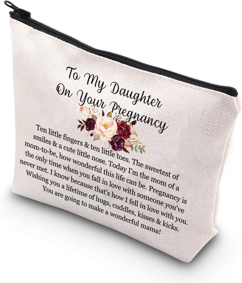 Pregnancy Daughter Makeup Bag with Waterproof Canvas and Zipper Closure