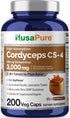 NusaPure Cordyceps 20:1 Extract, 150 mg Equivalent to 3,000mg, 200 Veggie Capsules, Non-GMO, Vegan