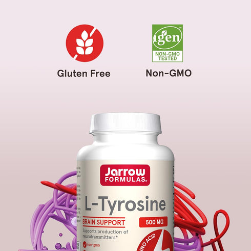 Jarrow Formulas L-Tyrosine 500 mg | 100 Capsules | Dietary Supplement for Brain Health
