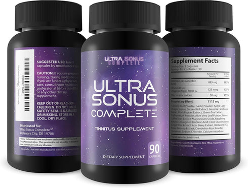 Tinnitus Supplement - Garlic Turmeric Vitamin C Max Formula for Reduced Inflammation & Ear Ringing, Natural Herbal