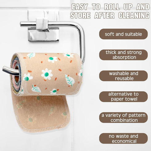 50 Pcs Reusable Toilet Washable Bidet Towels, Absorbent Cotton Paperless Towels Roll for Kitchen