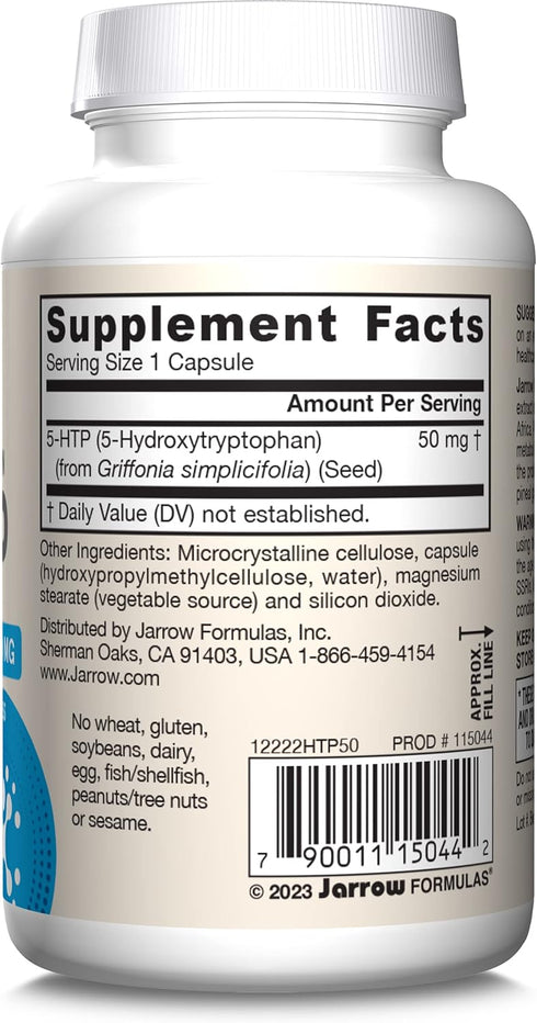 Jarrow Formulas 5-HTP, 90 Veggie Caps, Supports Melatonin Production & Serotonin Synthesis, Mental Health & Sleep