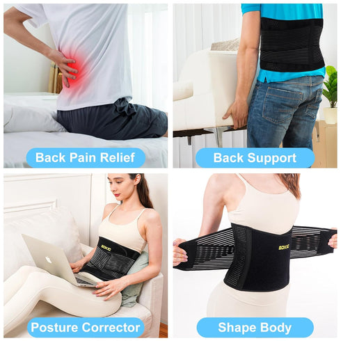 Back Support Belt for Men and Women, Braces for Lower Back Pain Relief, Scoliosis, Sciatica, and Herniated Disc