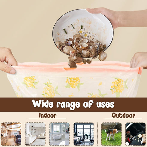 SYKUIHSG 50Pcs Garbage Bags, Drawstring Trash Bag Thick with Osmanthus Scent for Bathroom Bedroom Kitchen Office