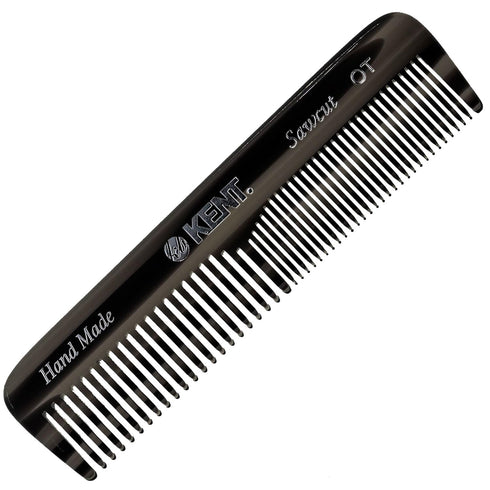 Kent OT Black Graphite Pocket Comb - Handmade Fine and Wide Tooth Hair Comb for Men, Women, Kids
