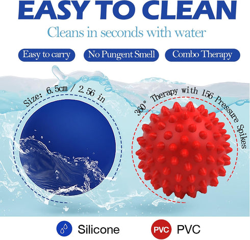 Set: Set Physical Massage Therapy Ball Lacrosse & Spiky Ball for Myofascial Release, Plantar Fasciitis, Stress Relief