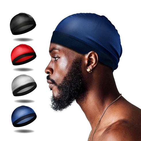 Selalu 4Pcs Wave Cap, Silk Stocking Wave Caps for 360 Waves, Silky Durag for Men