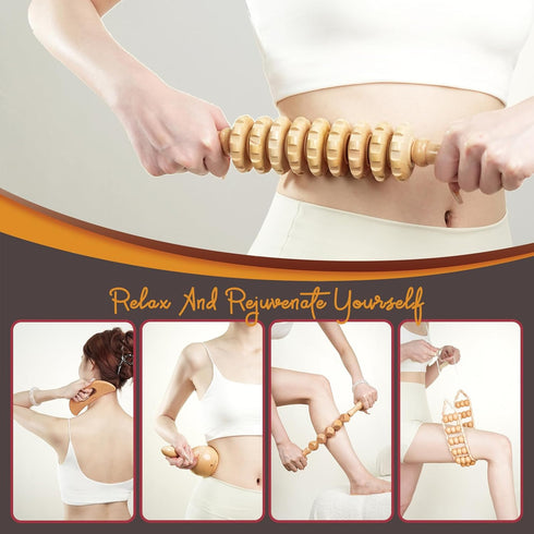 PYSEAN 6 1 Set in Wood Therapy Massage Tool for Body Sculpting Massage, Lymphatic Drainage and Muscle Pain Relief