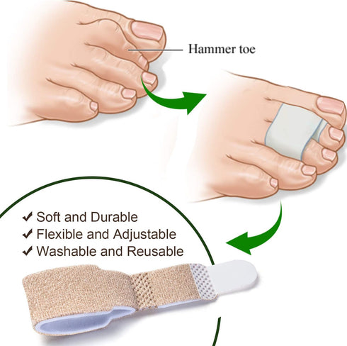 Welnove 6Pcs Hammer Toe Straightener, Cushioned Bandages for Correcting Hammer, Broken, Crooked & Overlapping Toes