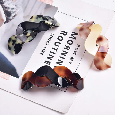 Large Hair Clips (3 Count) - Elegant French Barrettes for Thick Hair, 3pcs Retro Hair Accessories for Women Daily Wear