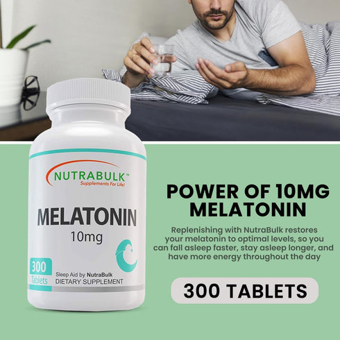 Melatonin 10 mg Tablets, Quick Release Natural Nighttime Sleep Aid for Adults, 300 Count