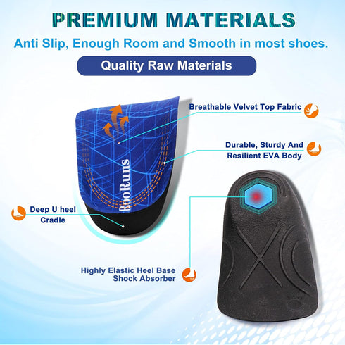 RooRuns 3/4 Length Plantar Fasciitis Support Insole, Ultra Sturdy Arch Support for Women and Men, 330 LBS