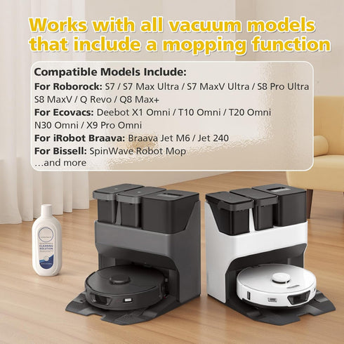 VILLAPOOL 2 Pack S3 S5 S6 S7 S9 Floor Cleaning Solution for Tineco and Robot Vacuums with Mopping, Deep Cleans Multiple