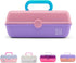 Caboodles Pretty in Petite Makeup Box, Two-Tone Pink on Lavender, Hard Plastic Organizer with Mirror
