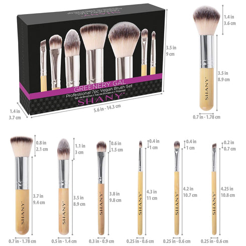 SHANY Makeup Brushes, I Love Bamboo, 7pc Petite Pro Bamboo Brush Set with Carrying Case