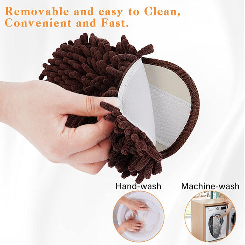 Liitrton 1 Pair Detachable Mop Slippers Shoes | Microfiber Chenille Soft Comfortable Dust Dirt Hair Cleaner, Coffee