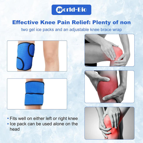 Knee Ice Pack for for Injury, Reusable Hot Cold Ice Gel Pack for Swelling, Muscle Soreness, Joint Pain, Flexible Knee Ice Pack Wrap Cold Compress for knee Pain Relief, Knee Surgery, Sprains, Arthritis